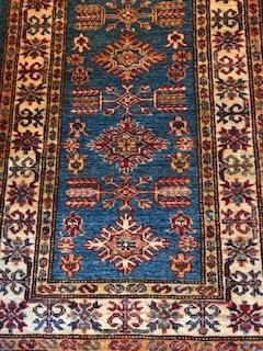 Blue Kazakh runner -picture doesn't do beauty of the rug justice.