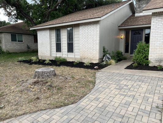 After Cuts and Edges - redid our front beds and mulched and cleaned the yard up, including removing some branches and debris