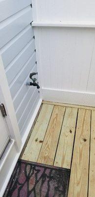 New decking in outdoor shower