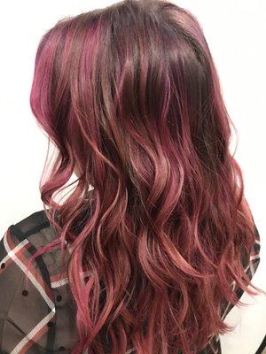 Lived in balayage with creative color