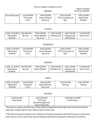 2015 new schedule...welcome come down and check