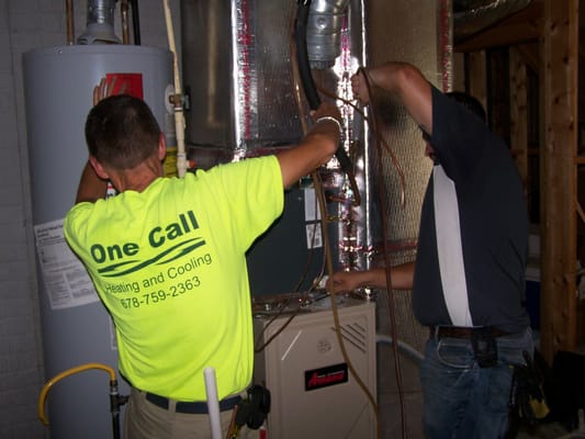 One Call replacing a residential air conditioner in Morrow GA in the summer of 2013.