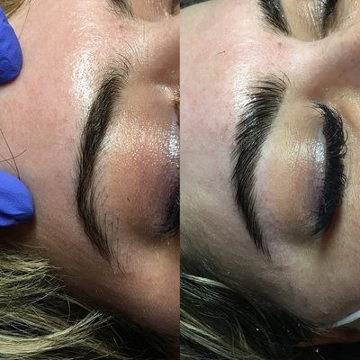 Brow lamination, tint and wax