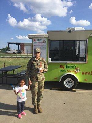 Thank you for your service and thanks for bringing this cutie to see us!