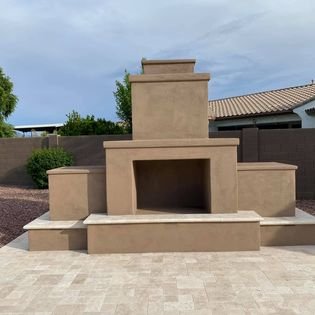 "GO BIG OR GO HOME" is right! Here is a MASSIVE fireplace build we wrapped up in Chandler, AZ.