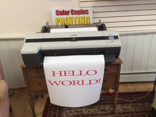 We have both B/W & Full Color Wide Format printing and laminating up to 24" wide and up to 10' long for signs, posters, maps & blueprints!