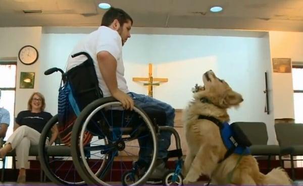 Nick Walczak and his service dog, Turner