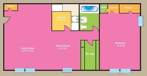 One Bedroom Floorplan