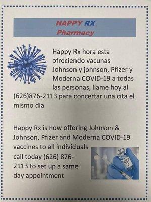 vaccines are here at Happy Rx now