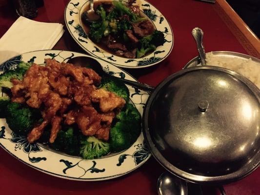 Pineapple Chicken and Beef and Broccoli.