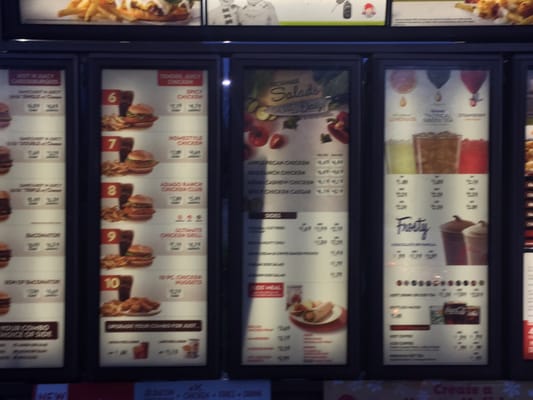 Drive thru menu