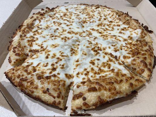 Pan style cheese pizza