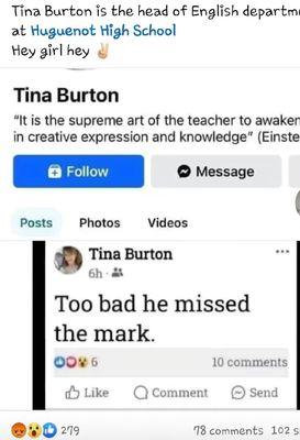 Tina Burton sounds like a sick psychopath who wishes death on human life's and best part works with your children