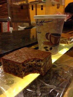 Nice warm cup of coffee with a delicious banana cake!