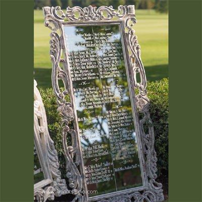 Custom Mirror Wedding Seating Chart, hand scribed, Calligraphy, chalk marker