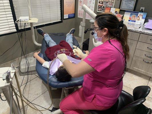 Teeth cleaning with Karina