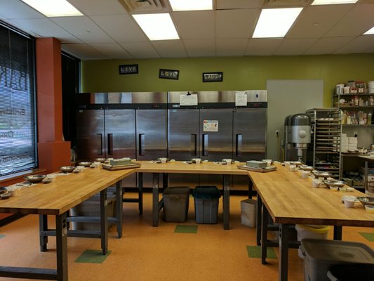 The kitchen where the party takes place.