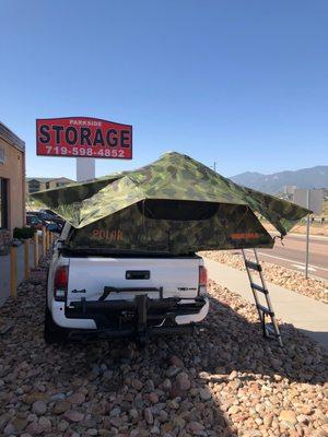 2017 Toyota Tacoma TRD Pro with Yakima Bed Rock, Skyrise Poler Tent and Kuat NV Base 2.0 bike rack