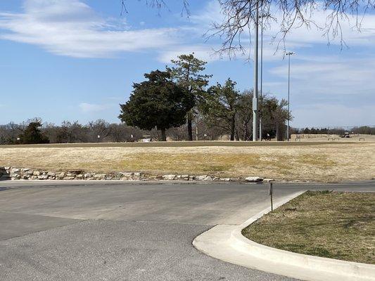 Looking towards putting green from the parking lot