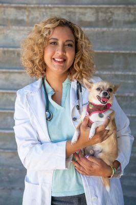 Dr. Bellapianta and her dog Nibbler.