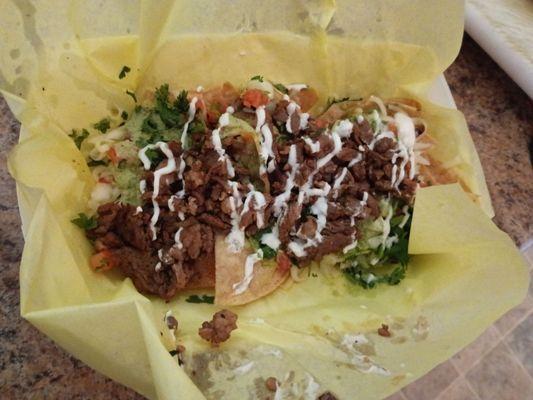 Loaded nachos with carne asada (steak)