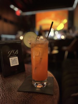 CHARLOTTE'S DILEMMA mijenta blanco tequila, bonal, strawberry, cucumber, fresh lime juice, lavender, soda