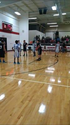 My boy at the line.