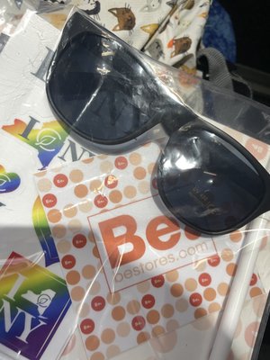 Free BE sunglasses, stickers and dry erase board