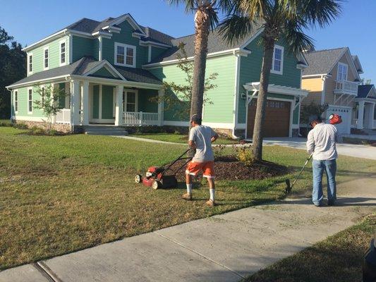 Grand Dunes Landscape and Maintenance lawn care at a customer's home in Carolina Forest neighborhood in Myrtle Beach, South Carolina.