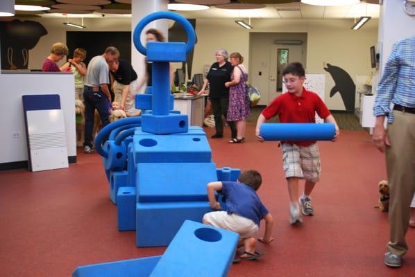 Kids can build and create in the Imagination Playground at the Barrington Area Library.