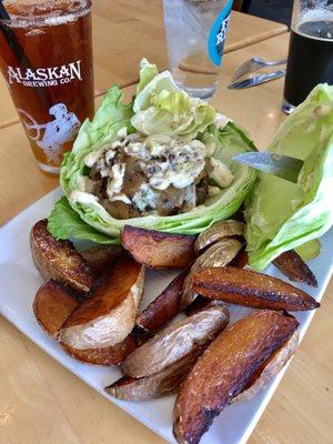 Wagyu Burger UnWrapped Lettuce with Yukon Potatoes