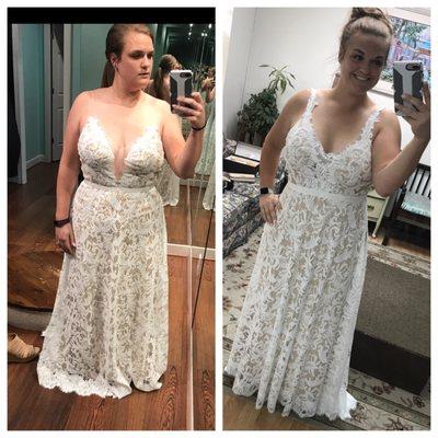 The dress on the right is after all the alterations, dress on the left was how I bought it!