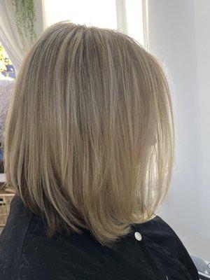 Blonde color and cut with Jana