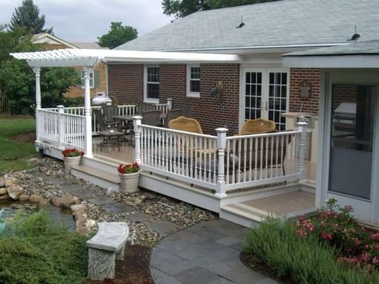 McWhorter Outdoor Living Deck: Vinyl pergola over deck