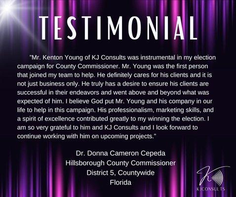 Thank you Commissioner Donna Cameron Cepeda for this amazing testimony. We enjoyed working with you!