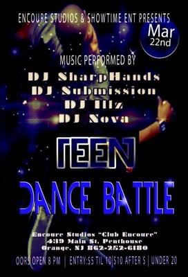 Teen Dance Battle March 22 @Encoure Studios http://encourestudios.com