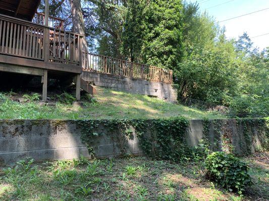 Lower retaining wall looks to be in better shape, but IS IT?