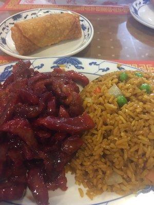 Boneless Ribs, Rice, Egg Roll