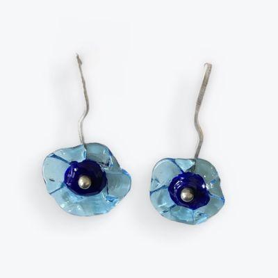 jelly flower earring in turquoise and cobalt