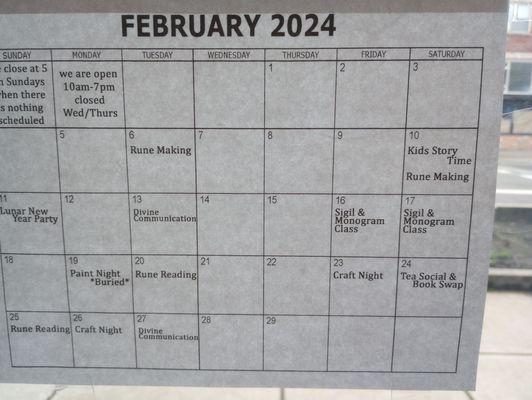 February 2024 classes