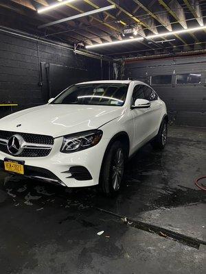 Mercedes GLC in for "I love my car" detail package. 99$ for exterior , interior , wheels and engine bay.