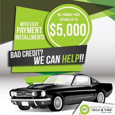 We finance your repairs up to $5.000 with easy payments installments