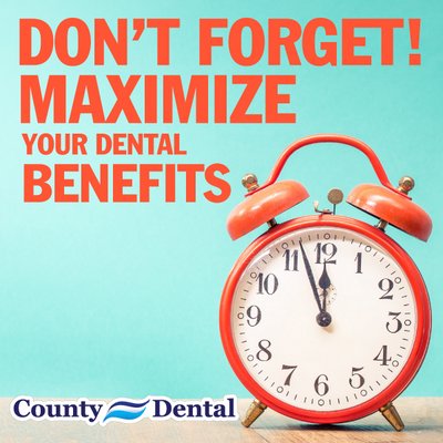 Don't forget to maximize your dental health benefits before they expire at the end of the year! http://www.countydental.com