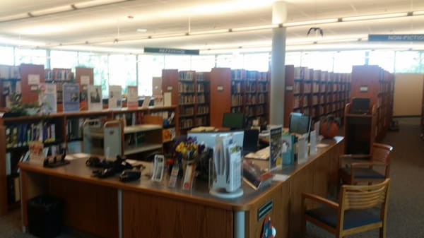 The computer desk at the Oak Brook Public Library which is very often unattended.  Just one of many problems with this public facility.