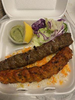 Chicken and Beef Kebab plate