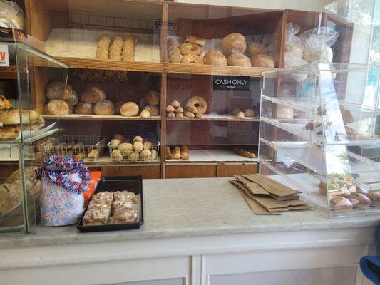 Breads behind counter