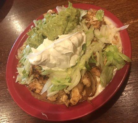 Fajita Salad ( minus shell, tomatoes & peppers )