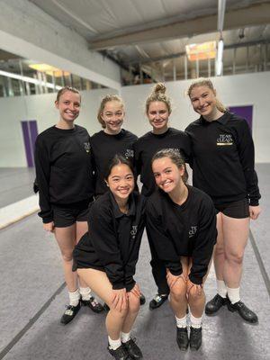 Dancers prepping for the World Championships at the Cleary studio. Large, high quality dance floor, 50 ft mirrors, A/C, water refill station