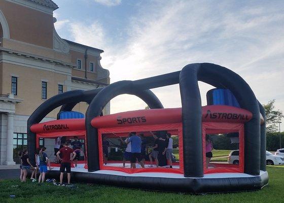 Astroball Arena holds an entire team.  The Bounce House for Big Kids.