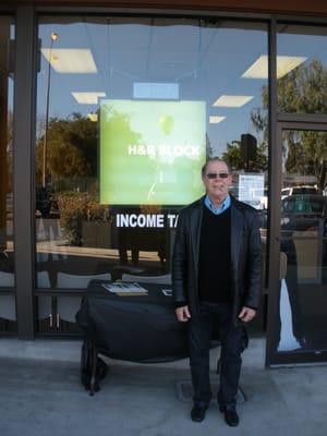 H & R Block, Mountain View, that's me blocking the word TAX